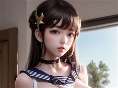 AI萝莉妹子别样海军服美乳露出又嫩又粉